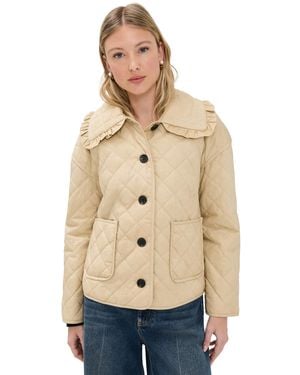 Avec Les Filles Ruffled Collar Quilted Jacket - Natural