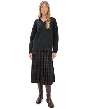 Sea Monroe Wool Plaid Combo Sweater Dress - Black
