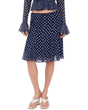 GUIZIO Mixed Godet Paloma Skirt - Blue