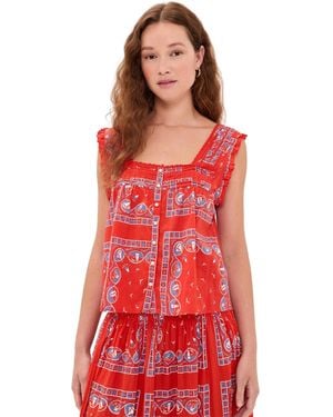 The Great The Victorian Pleat Tank Top - Red