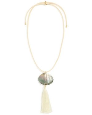 Logan Tay Iridescent Shell Tassel Necklace - White