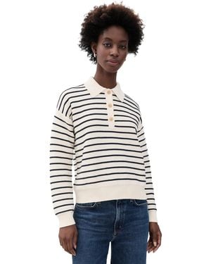 Marine Layer Mid Gauge Rugby Polo Pullover - Black