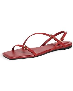 Jonathan Simkhai Carey Suede Strappy Flat Sandals - Red