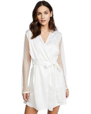 Flora Nikrooz Showstopper Charmeuse Robe With Lace - White