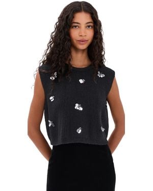 The Great The Embellished Sweater Vest - Black
