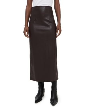 Enza Costa Faux Leather Hi-Waist Curve Skirt - Black