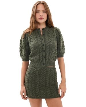 Ulla Johnson Olivia Puff Knit Cardigan - Green