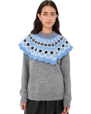 MSGM Fair Isle Cape Sweater - Blue