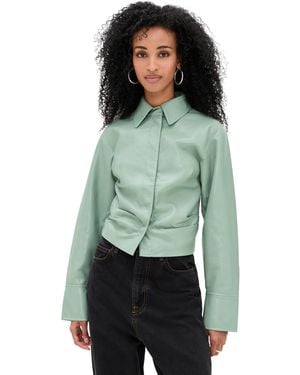 Nanushka Hildie Faux Leather Blouse - Green