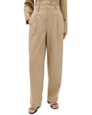 Vince Mid Waist Pleat Front Pants - Natural