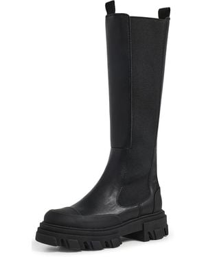 Ganni Cleated Stitch High Chelsea Boots - Black