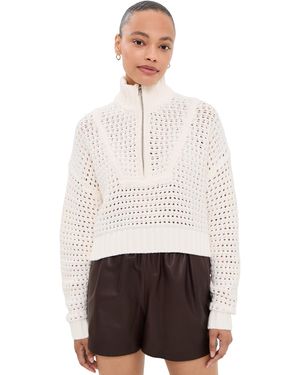 STAUD Cropped Hampton Sweater - White