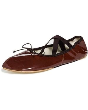 Tory Burch Peep Toe Mary Jane Ballet Flats - Brown