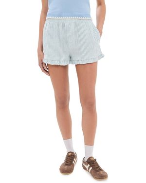 Another Girl Linen Stripe Frill Boxers - White