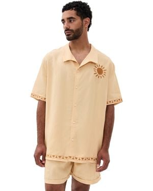 FANM MON Eymen Embroidered Linen Shirt - Natural