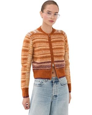 3.1 Phillip Lim Jacquard Alpaca Raglan Zip Cardigan - Orange