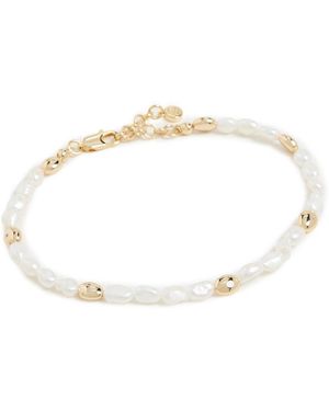 Ettika Freshwater Pearl Polished Pebble Anklet - Black