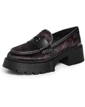 COACH Leah Platform Leopard Print Loafer - Black