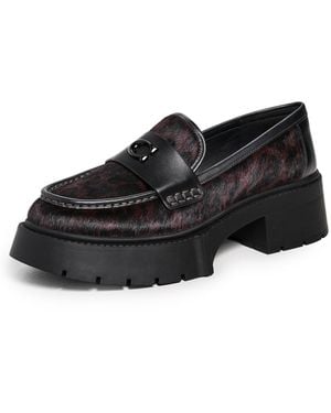 COACH Leah Platform Leopard Print Loafers - Black
