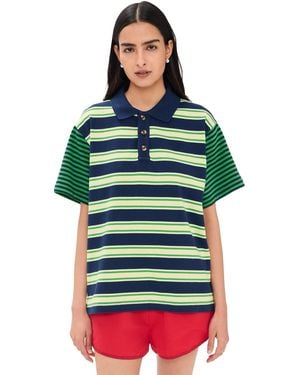 Damson Madder Zia Rugby Mix Stripe Shirt - Green