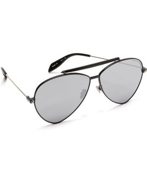 McQueen Flat Lens Teardrop Pilot Aviator Sunglasses - Multicolor