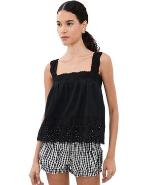 Playa Lucila Eyelet Tank - Black