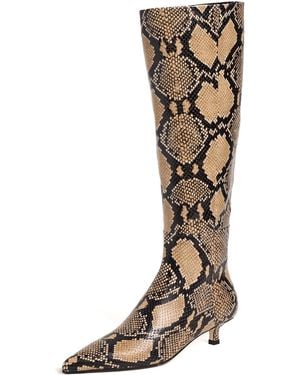 Aeyde Sabrina Snake Print Calf Leather Boots - Brown