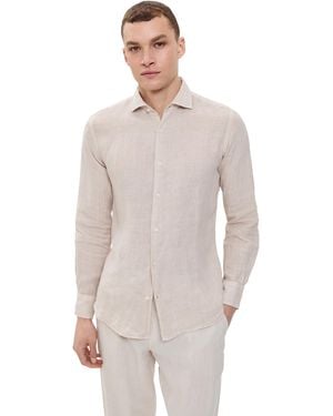 Fedeli Nick Linen Button Down Shirt - Natural