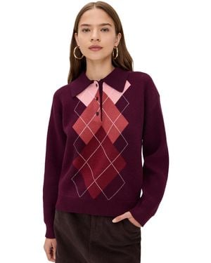 English Factory Argyle Knit Sweater - Red