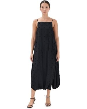 Tibi Tech Swiss Dot Square Neck Cami Dress - Black