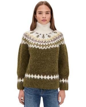 Rag & Bone Beth Oversized Alapca Fair Isle Turtleneck - Green