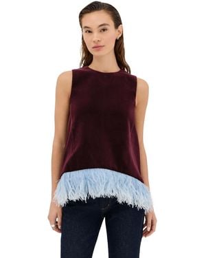 La DoubleJ La Scala Top With Feathers - Red