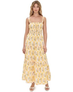 Saylor Zarina Floral Block Print Midi Dress - Natural