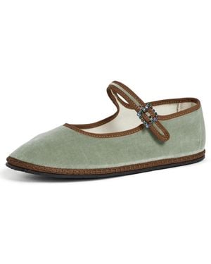Vibi Venezia Velvet Mary Janes With Swarovski Buckle - Multicolor