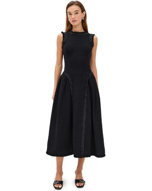 self portrait black boucle midi dress Black Boucle Chiffon Midi Dress self-portrait-US