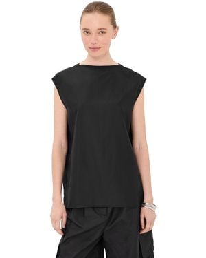 Tibi Summer Nylon Sleeveless Cocoon Top - Black