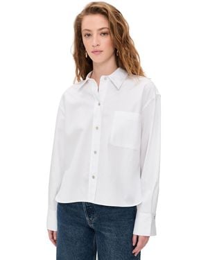 Vince Cropped Long Sleeve Shirt - White