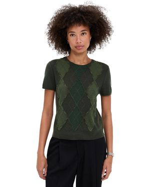 Vince Hand Cut Argyle Short Sleeve - Black