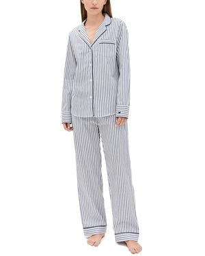 Petite Plume French Ticking Twill Pajama Set - Multicolor