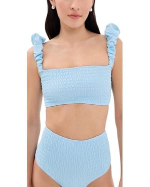 Sea Amabel Smocked Bikini Top - Blue