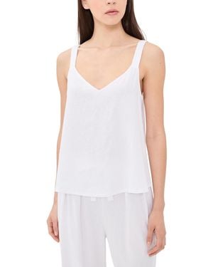 Eberjey Linen Blend V Neck Cami - White