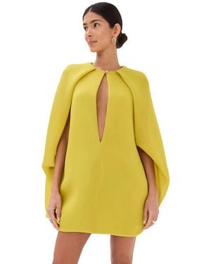 Brandon Maxwell The Juniper Deep V Cape Mini Dress - Yellow