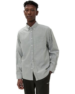 Les Deux Kolton Herringbone Poplin Shirt - Gray