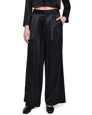 Madewell Super Wide Harlow Pants Stretch Satin - Black