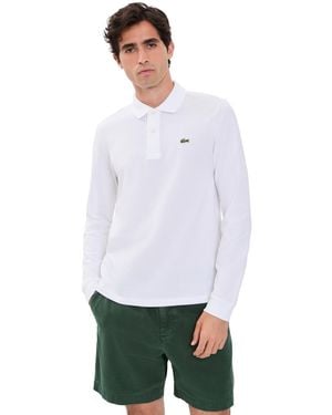 Lacoste Long Sleeve Original Cotton Pique Polo - White