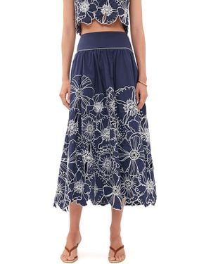 FARM Rio Flowers Richelieu Skirt - Blue