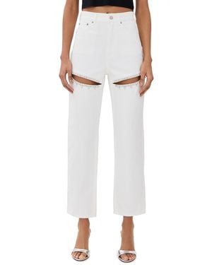 Area Crystal Slit Jeans - White