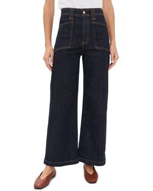 DAZE Valley Girl High Rise Patch Pocket Wide Ankle Jeans - Blue