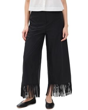 MEIMEIJ Poplin Pants With Fringes Detail - Black