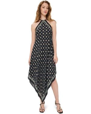 L'Agence Elise Southwestern Halter Midi Dress - Black